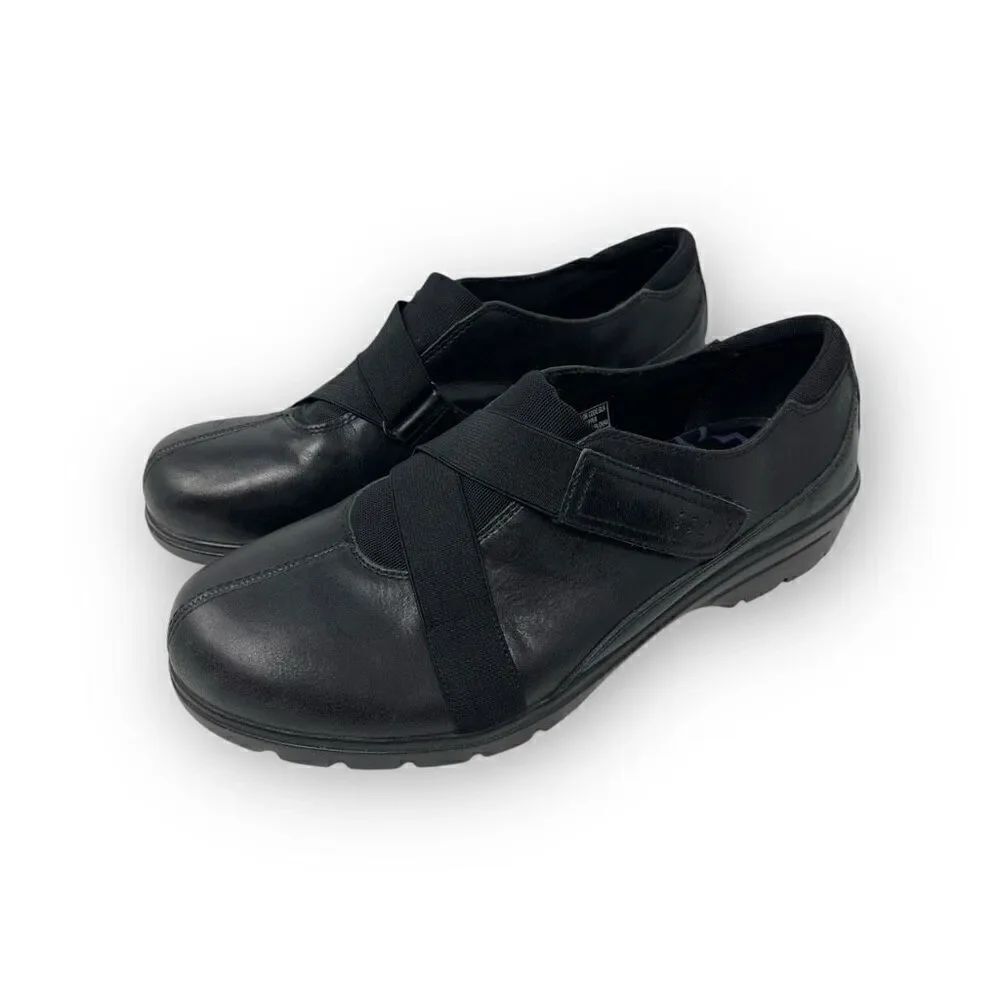 Skechers Metronome Loafer Flat Shoes Black Split Toe Hook Loop Women’s Size 9.5